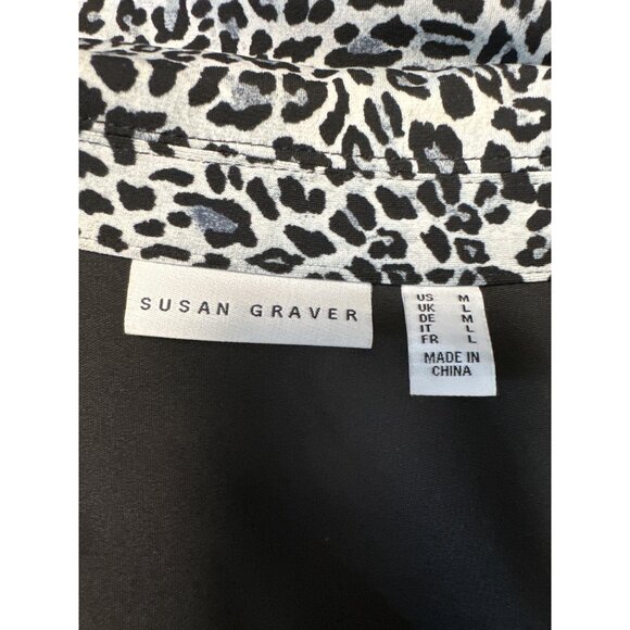 Susan Graver Leopard Print Short-Sleeve One Button Blazer Women's Size M - Picture 7 of 12